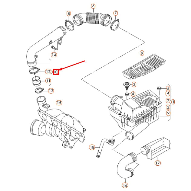NEW VOLKSWAGEN BEETLE 5C AIR INTAKE HOSE 5C0129654C ORIGINAL
