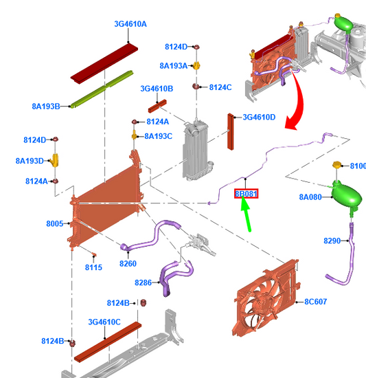new ford kuga mk2 c520 cooling system hose assy 2183419 gv61-8c012-gc original