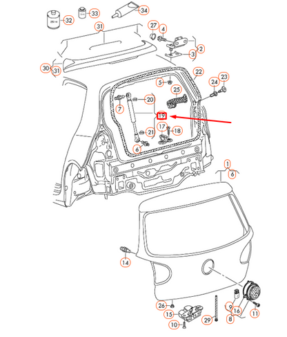 NEW VOLKSWAGEN GOLF MK5 REAR LID GAS FILLED STRUT 1K6827550F ORIGINAL