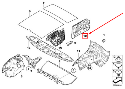 new bmw 1 cabrio e88 rear right door saund insulation 51487190336 7190336