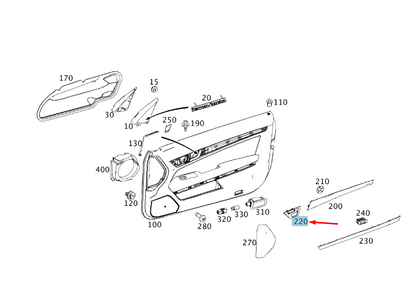 NEW MERCEDES-BENZ E C207 FRONT LEFT DOOR PANEL TRIM A20772019222A04 ORIGINAL