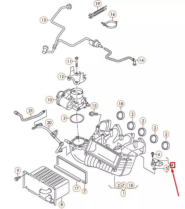 NEW AUDI A1 8X PRESSURE SENSOR 03G906051D ORIGINAL