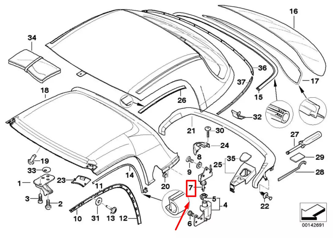 NEW BMW Z3 COUPE E36 RIGHT HARD TOP LOCK 8397738 54218397738 ORIGINAL