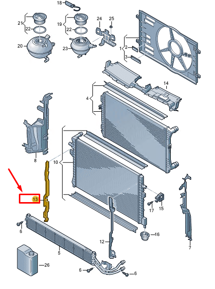 new vw tiguan ad engine radiator sealing strip 5na121332e original