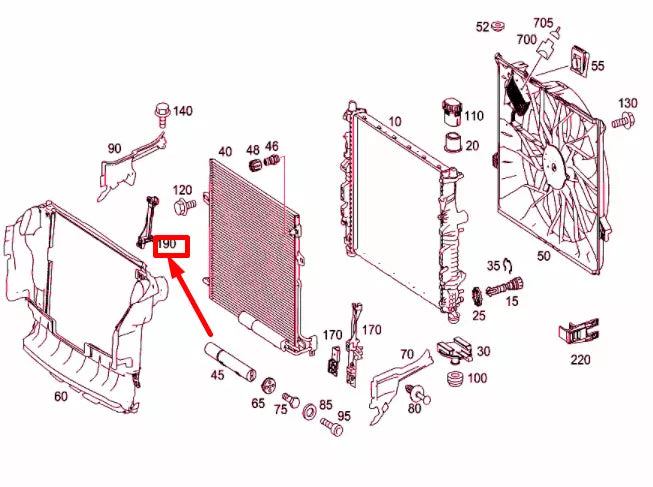 NEW MERCEDES-BENZ GL X164 RADIATOR RIGHT BRACKET BEAM A1645040118 ORIGINAL
