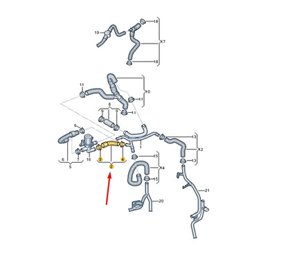 NEW VW TRANSPORTER VI T6 COOLANT HOSE 7E0121157AB