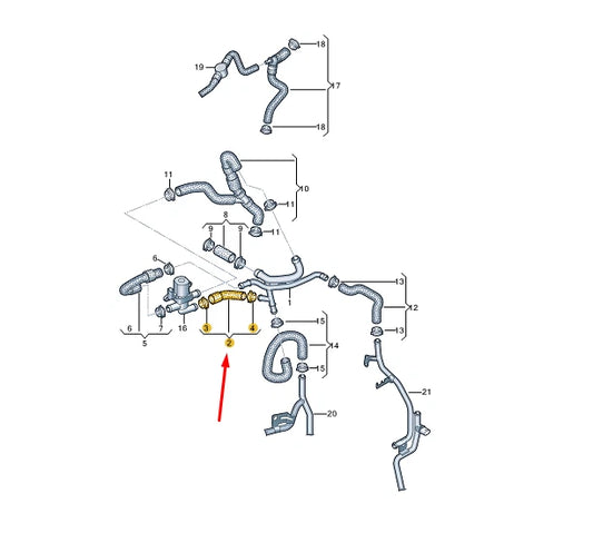 NEW VW TRANSPORTER VI T6 COOLANT HOSE 7E0121157AB