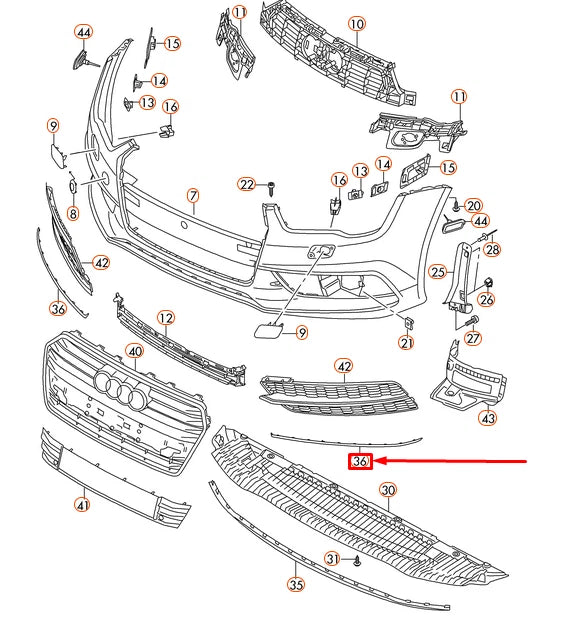 NEW AUDI A7 SPORTBACK 4G8 FRONT BUMPER RIGHT STRIP 4G8807968J ORIGINAL