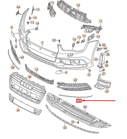 NEW AUDI A7 SPORTBACK 4G8 FRONT BUMPER RIGHT STRIP 4G8807968J ORIGINAL