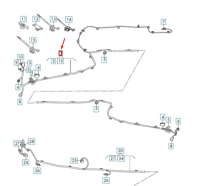 NEW AUDI Q7 4M FRONT BUMPER PARKING AID WIRING SET 4M0971095AF