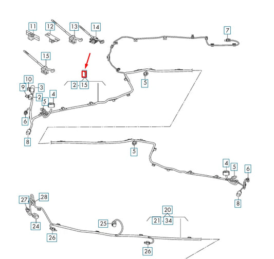 NEW AUDI Q7 4M FRONT BUMPER PARKING AID WIRING SET 4M0971095AF