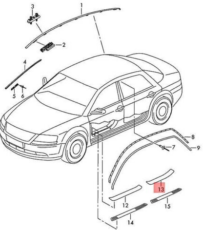new volkswagen phaeton 3d rear right door sill trim 3d0853540a original