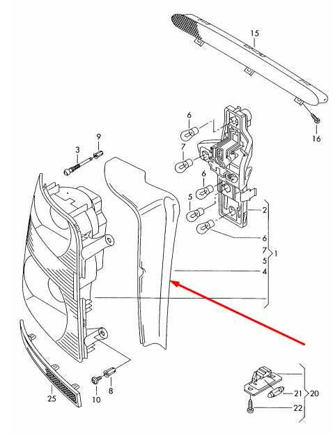 NEW VOLKSWAGEN TOURAN 1T REAR RIGHT TAILLIGHT COVER TRIM 1T0945312 2007