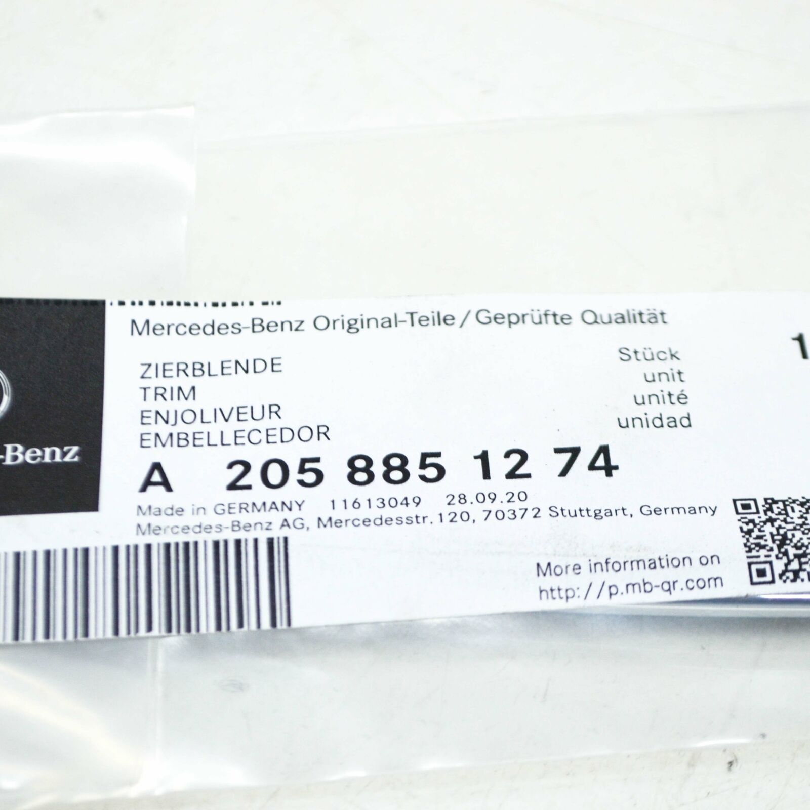 NEW MERCEDES-BENZ C W205 FRONT RIGHT BUMPER BOTTOM MOLDING A2058851274 ORIGINAL