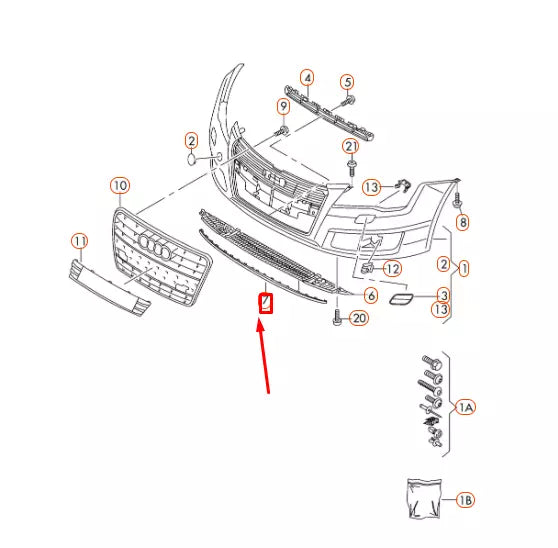 NEW AUDI A7 SPORTBACK 4G8 FRONT BUMPER SPOILER 4G88071109B9 ORIGINAL