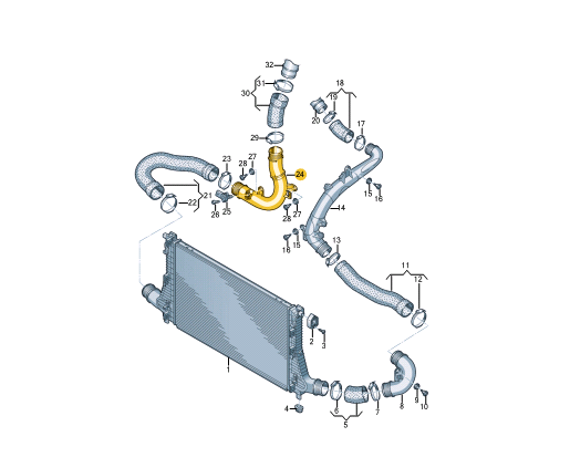 new volkswagen atlas ca1 teramont coolant hose pipe 3qf122101g original