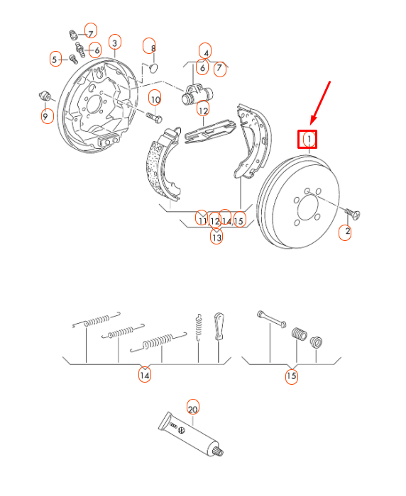 new volkswagen up brake drum 1s0609617 original