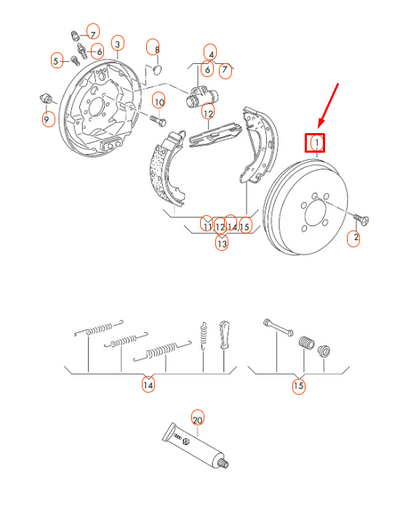 new volkswagen up brake drum 1s0609617 original