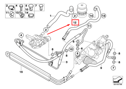 new bmw 1 coupe e82 power steering return hose 6781457 32416781457 original