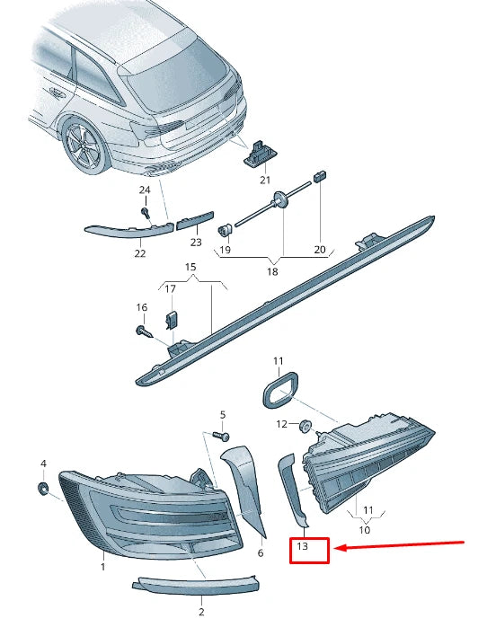 NEW AUDI A6 4A C8 REAR LEFT TAIL LIGHT TRIM 4K9945255