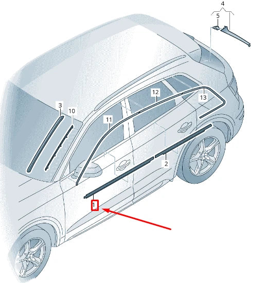 NEW AUDI Q5 FY FRONT LEFT DOOR WINDOW SLOT SEAL WITH TRIM 80A853283L3Q7 ORIGINAL