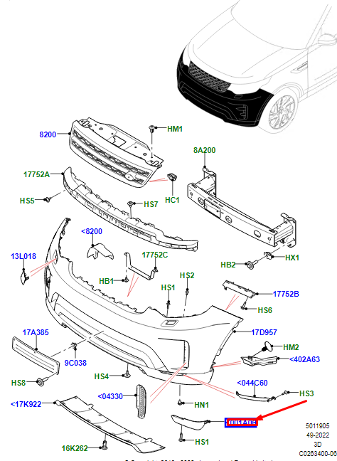 new land rover discovery v l462 front rh bumper air deflector lr083068 original