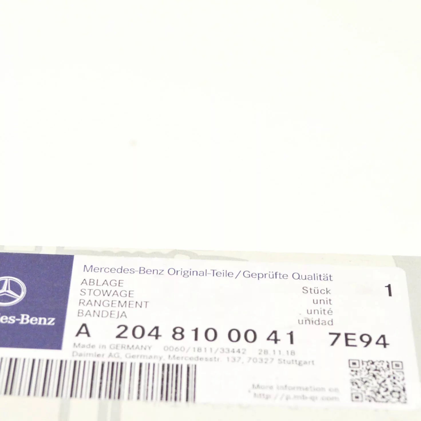 NEW MERCEDES BENZ C-CLASS W204 GREY SUNGLASS HOLDER A20481000417E94