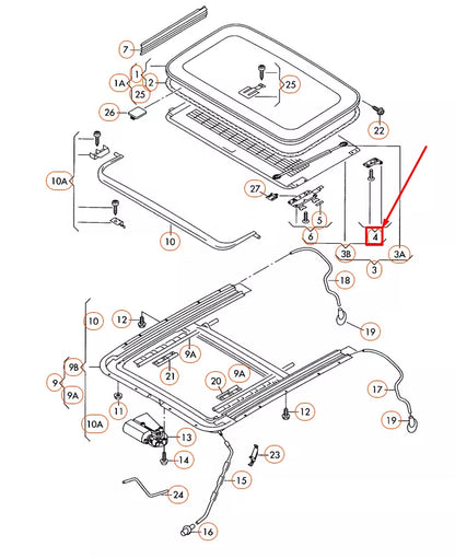 NEW AUDI A6 4F C6 REAR LEFT SUNROOF GLIDE PIECE 4E0877275B ORIGINAL