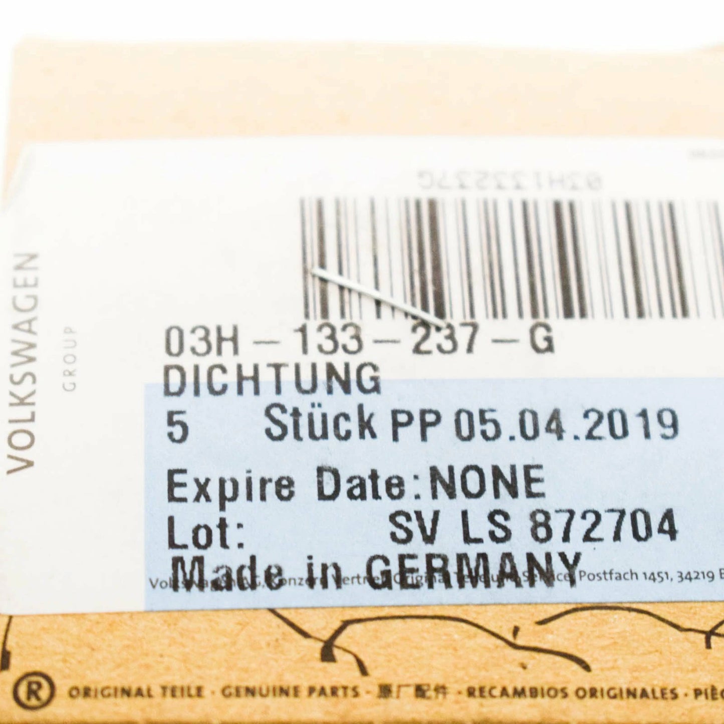 NEW VW TOUAREG 7P INTAKE MANIFOLD GASKET V6 FSI 03H133237G ORIGINAL