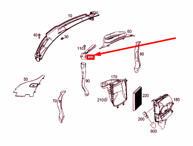 NEW MB GLE W166 TRANSVERSE DUCT TOP DRAIN PIPE LHD A1668320390 ORIGINAL