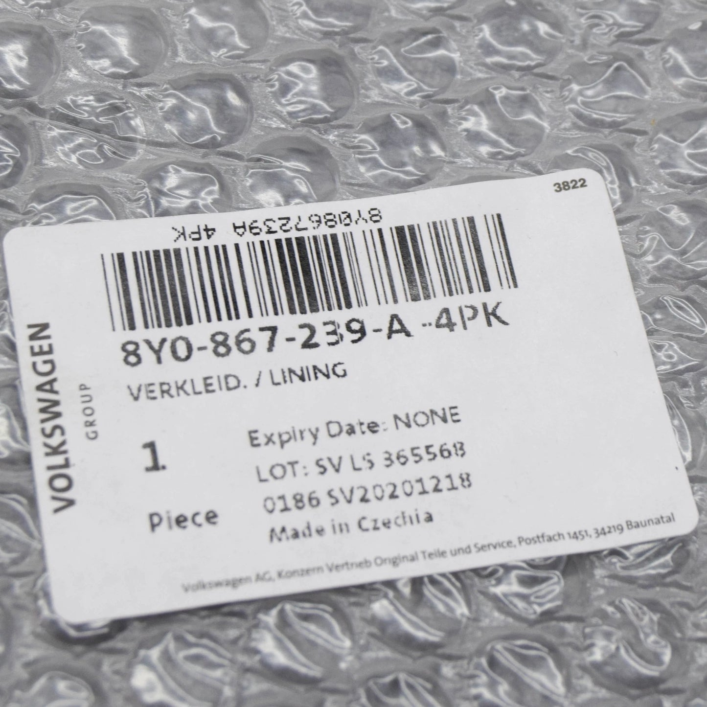 NEW AUDI A3 SPORTBACK 8YA LEFT SIDE B PILLAR LOWER TRIM 8Y0867239A4PK ORIGINAL