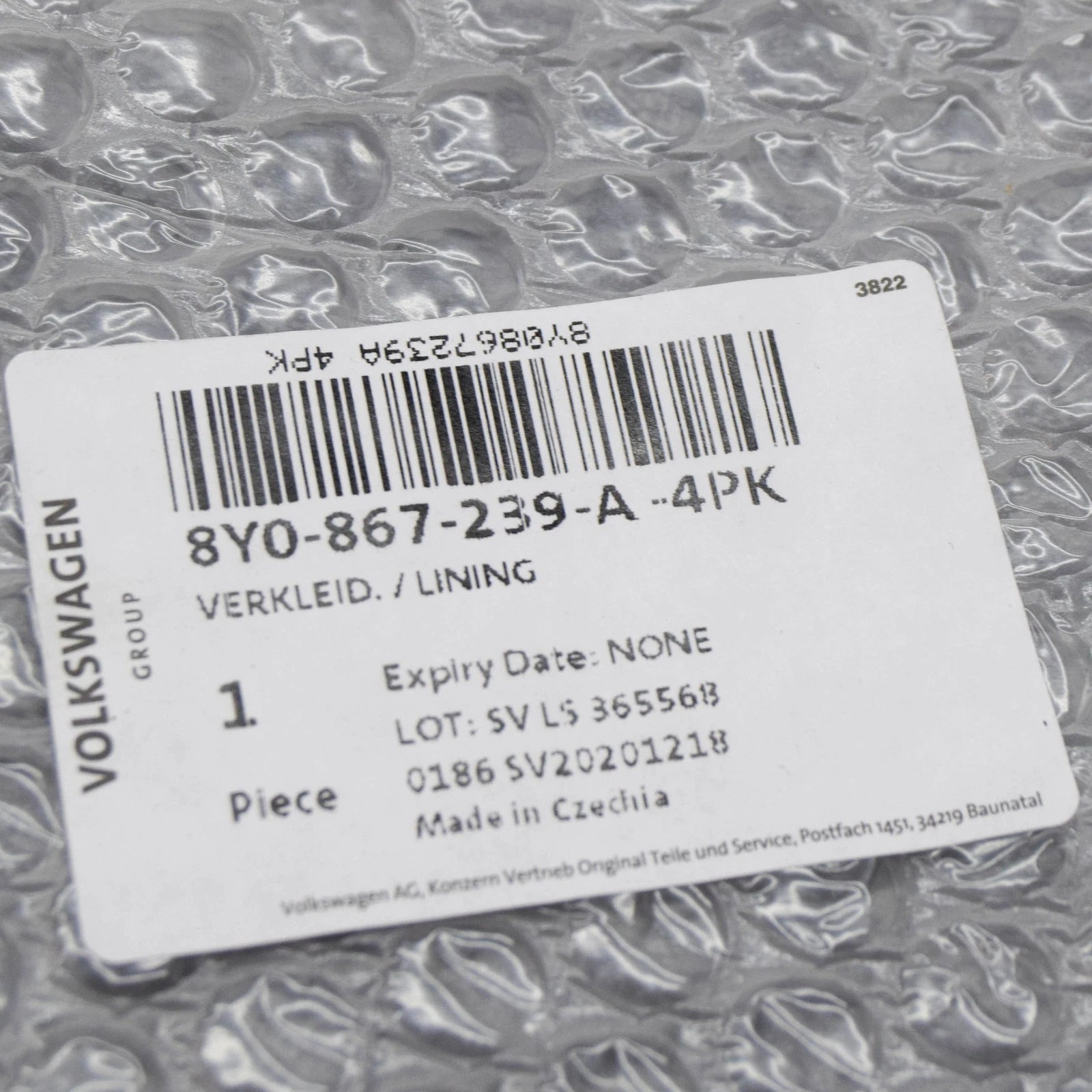 NEW AUDI A3 SPORTBACK 8YA LEFT SIDE B PILLAR LOWER TRIM 8Y0867239A4PK ORIGINAL