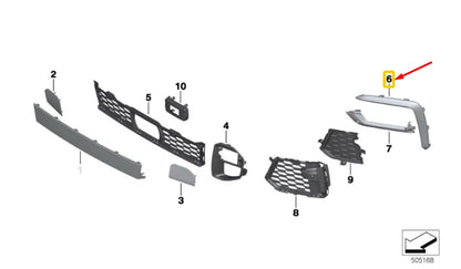 NEW BMW X6 G06 FRONT LEFT SIDE M GRILLE TRIM 51118092247 8092247 ORIGINAL