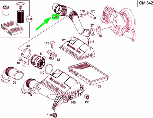 NEW MB VITO W639 AIR FILTER TO TURBOCHARGER HOSE A6395282082