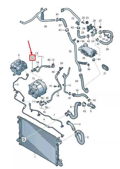 NEW AUDI A8 4N ENGINE COOLANT PIPE SEAL 06M121488A