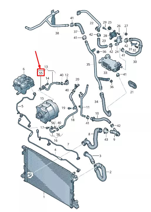 NEW AUDI A8 4N ENGINE COOLANT PIPE SEAL 06M121488A