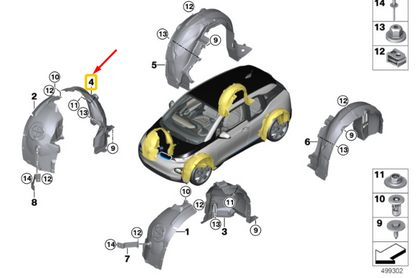 new bmw i3 i01 rear right wheel housing liner rear part 51717368602 original