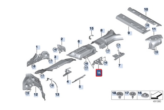 new bmw x6 g06 left tunnel heat insulation bracket 51757428399 original