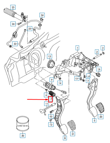 new audi q5 8r over-centre clutch pedal spring 8e0721409c original