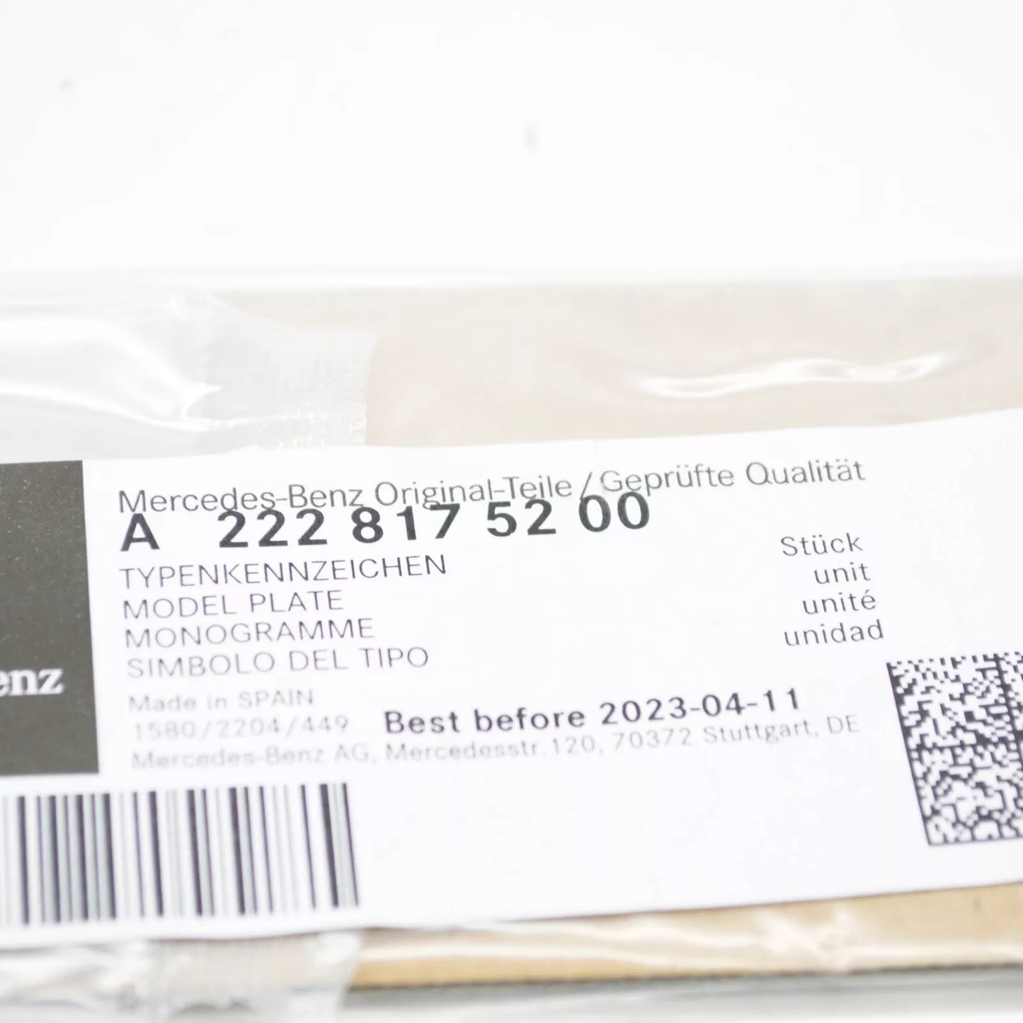 NEW MB S W222 AMG FRONT FENDER WING LETTERING BADGE A2228175200 ORIGINAL