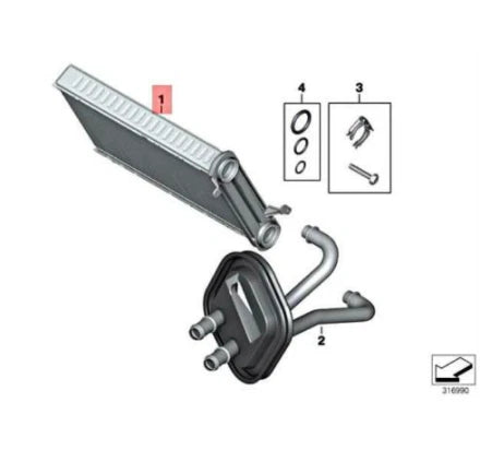 NEW BMW 1 F21 HEATER EXCHANGER RADIATOR 64119229486 9229486 ORIGINAL