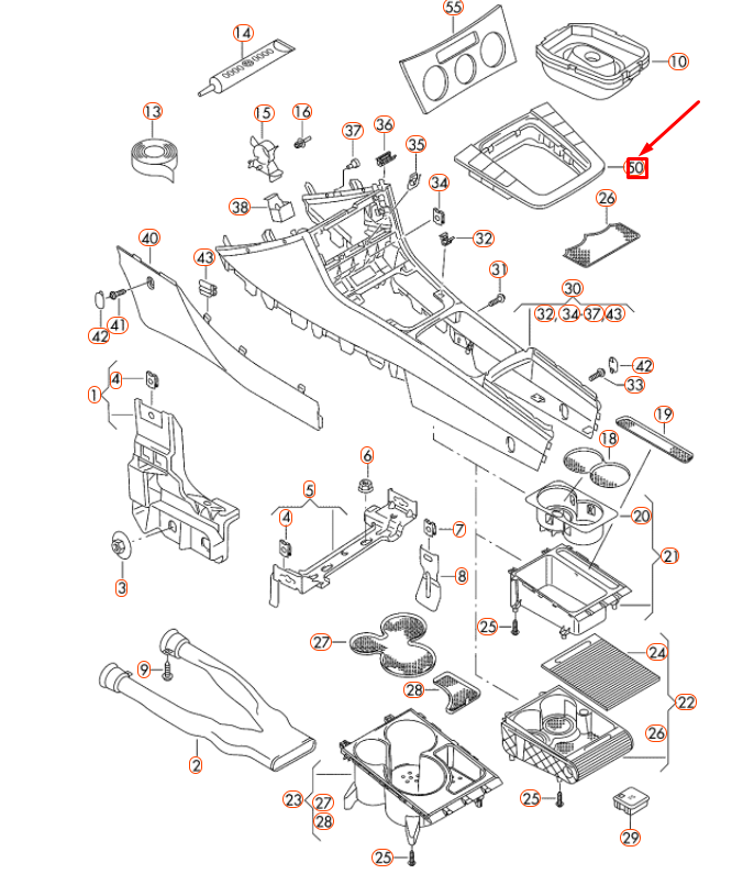 NEW VOLKSWAGEN PASSAT B6 CENTRE CONSOLE TRIM PANEL 3C0864263G3H5 ORIGINAL