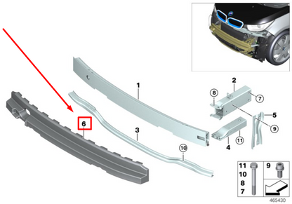 new bmw i3 i01 front bumper shock absorber 51117296916 7296916 original