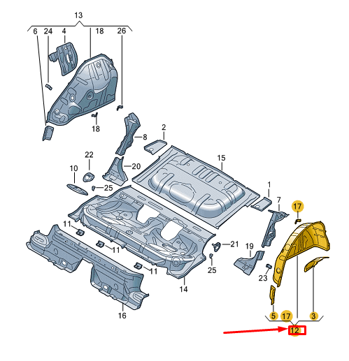 new vw golf cd mk8 rear left wheel housing inner part 5g6809851 original