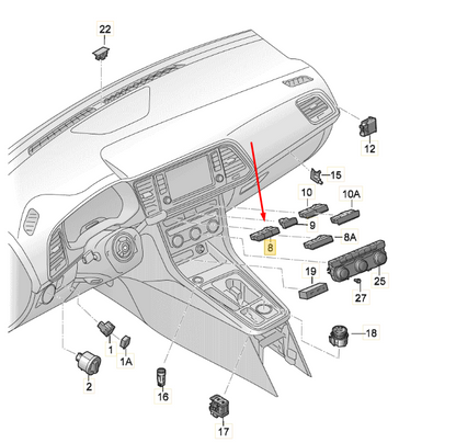 new seat ateca kh7 pdc sensors camera a off switches panel 575927137gwhs