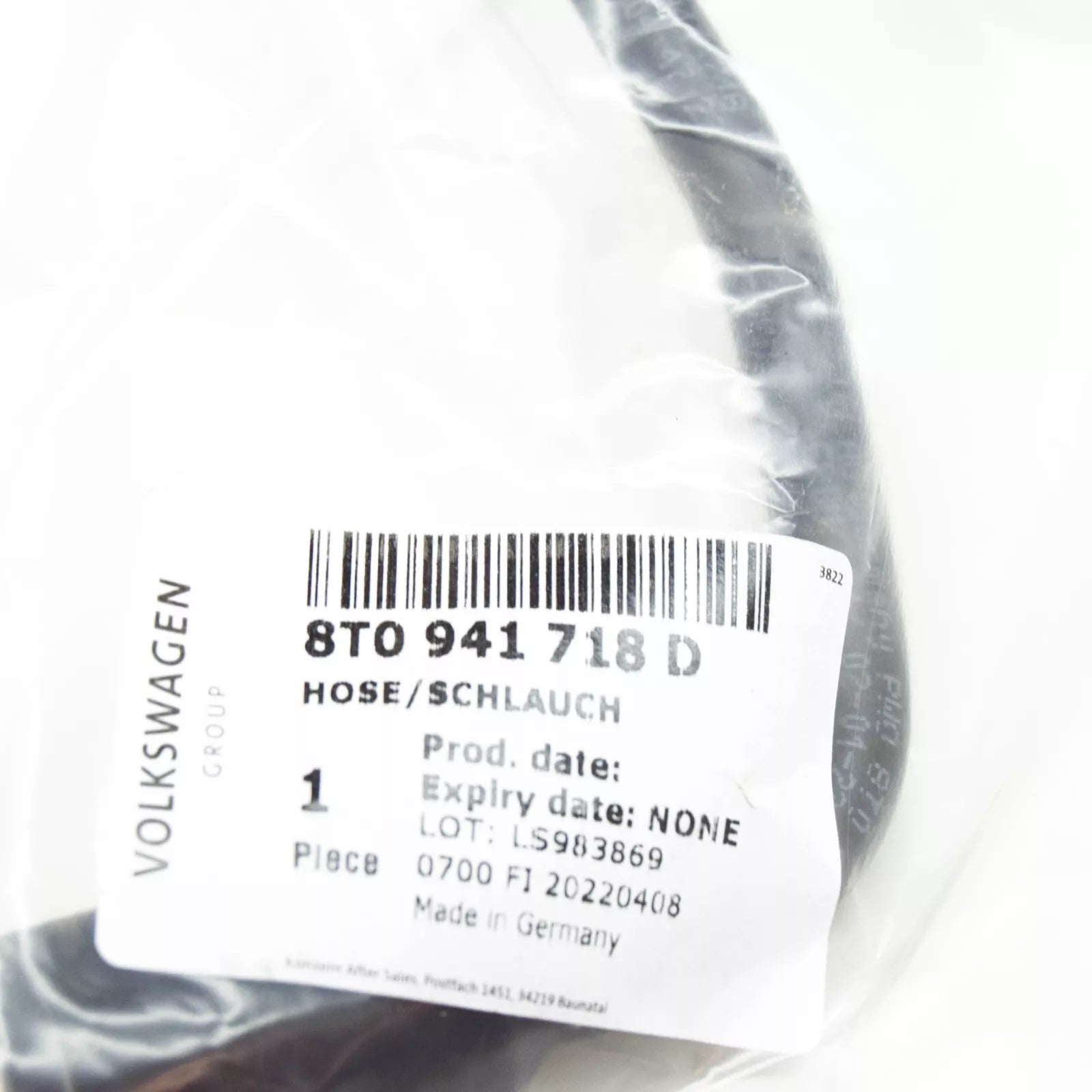 NEW AUDI A4 B8 RIGHT HEADLIGHT DRAIN TUBE 8T0941718D ORIGINAL