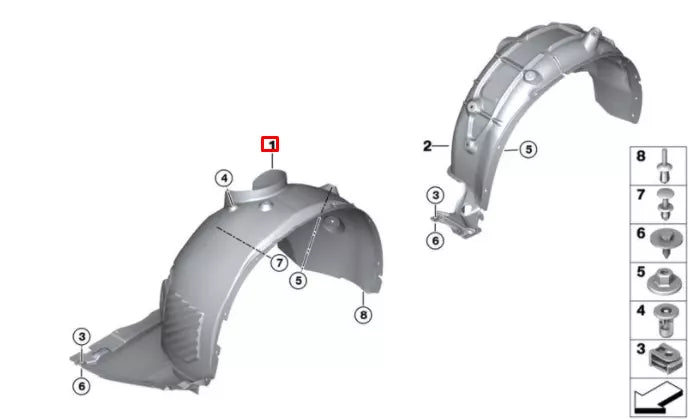NEW BMW X1 F48 FRONT LEFT FENDER WHEEL ARCH LINER 51717342175 ORIGINAL