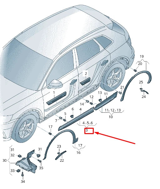 NEW AUDI Q5 FY FRONT LEFT DOOR SILL PANEL COVER 80A853959AGRU ORIGINAL