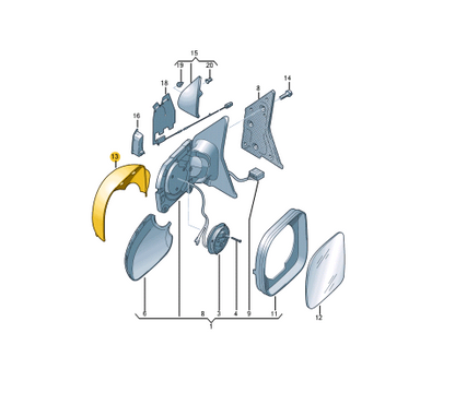 NEW VW TRANSPORTER T6 FRONT RIGHT DOOR MIRROR FRAME 7E1857528LGRU ORIGINAL