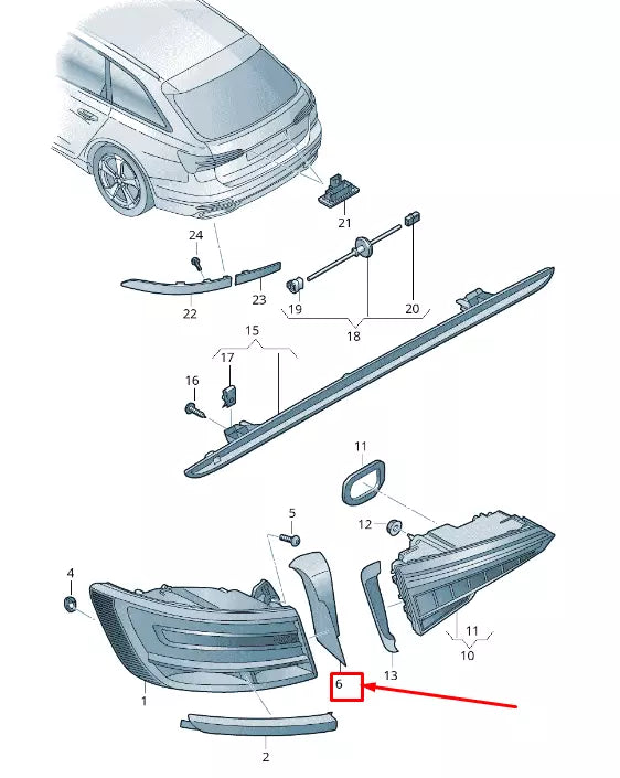 NEW AUDI A6 C8 REAR LEFT TAIL LIGHT TRIM 4K5945253